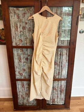 Anthropologie Yellow Gingham Midi Dress